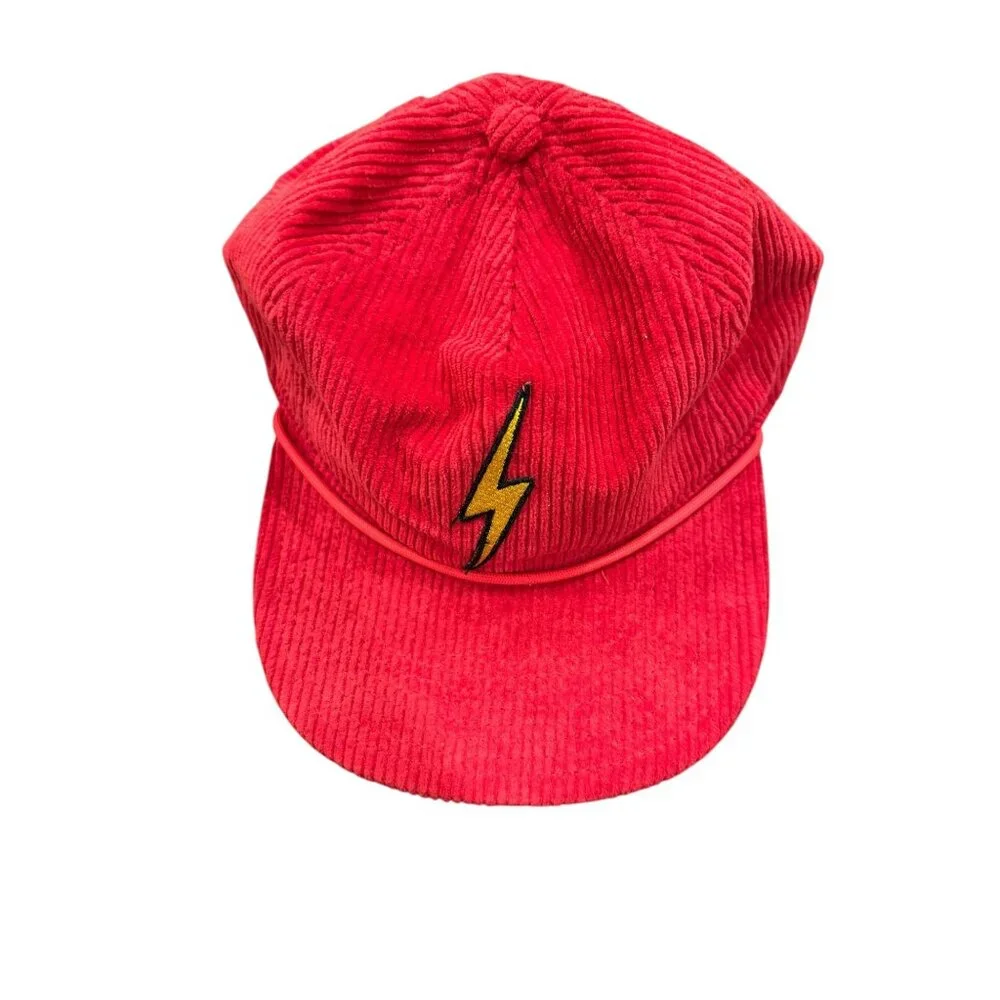 Aviator Nation vintage lightning bolt corduroy SnapBack-red hat‎
